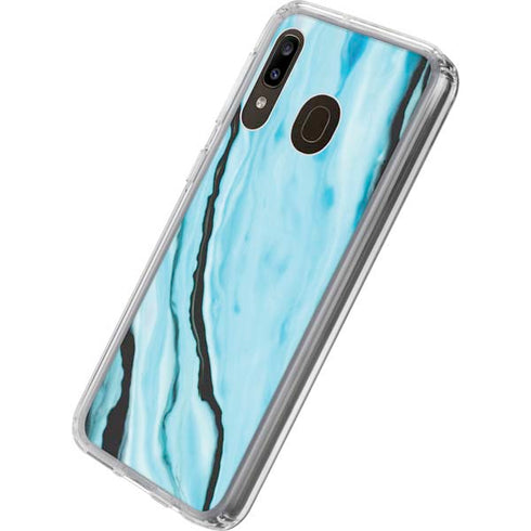 Aqua Blue Marble Ink Galaxy A20 Clear Case